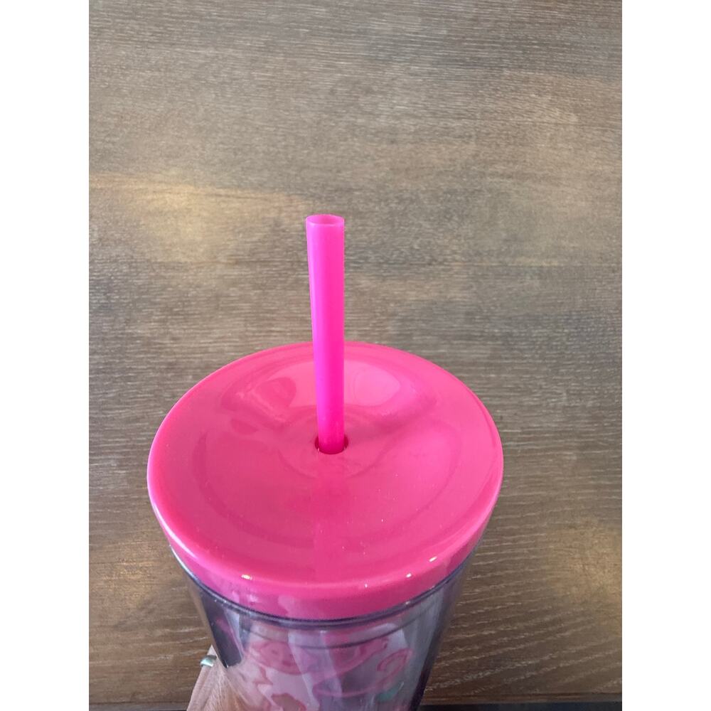 NEW Pink Roller Rabbit X Starbucks Clear 24 oz tumbler w/ Lid Straw - Picture 2 of 5